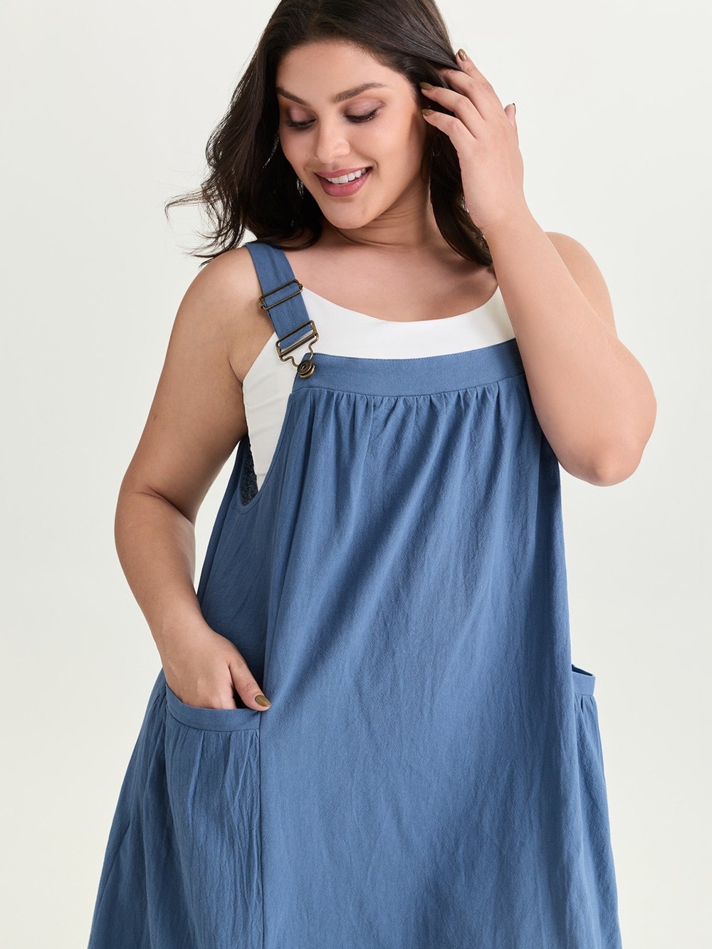 BloomChic Pure Cotton Pleated Pocket Overall Dress
